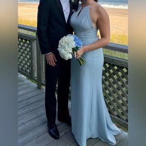 Amsale Lena Bridesmaid Dress in Crepe - Ice Blue Size 8